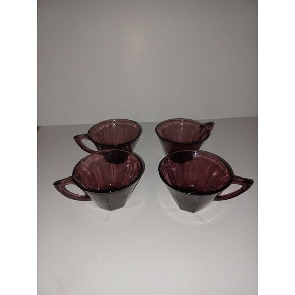 Other - Vintage Hazel Atlas‎ Moroccan Amethyst Octagon Cups Set of 4 MCM